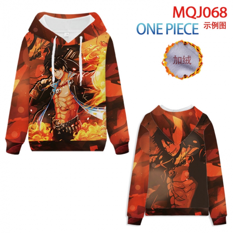 One Piece Anime hooded plus fleece sweater 9 sizes from XXS to 4XL  MQJ068