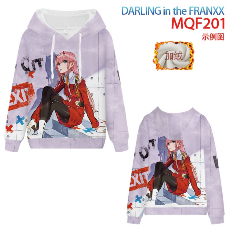 Darling In The Franxx Fuhe velvet padded hooded patch pocket sweater 9 sizes from XXS to 4XL MQF201