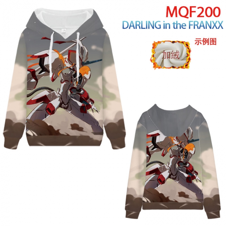 Darling In The Franxx Fuhe velvet padded hooded patch pocket sweater 9 sizes from XXS to 4XL MQF200