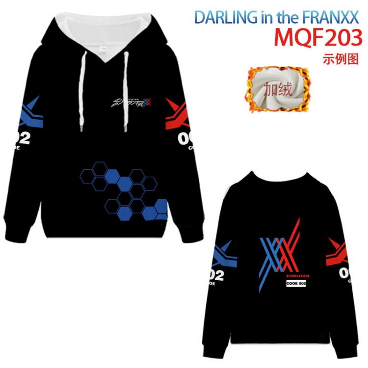 Darling In The Franxx Fuhe velvet padded hooded patch pocket sweater 9 sizes from XXS to 4XL MQF203