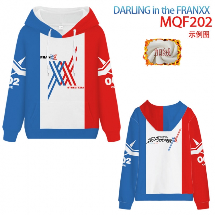 Darling In The Franxx Fuhe velvet padded hooded patch pocket sweater 9 sizes from XXS to 4XL MQF202