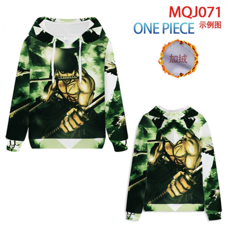 One Piece hooded plus fleece sweater 9 sizes from XXS to 4XL  MQJ071