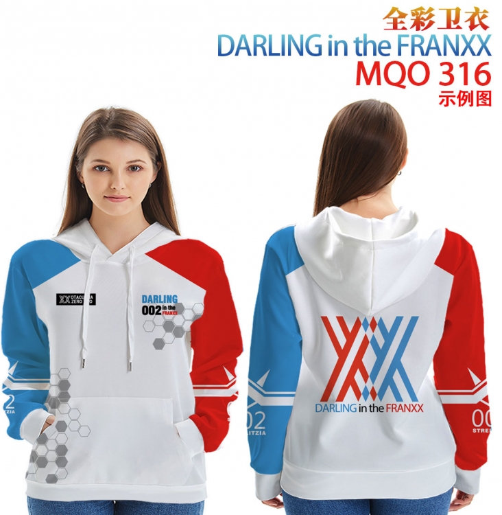 Hoodie DARLING in the FRANXX  Full Color Patch pocket Sweatshirt Hoodie  9 sizes from XXS to 4XL MQO316