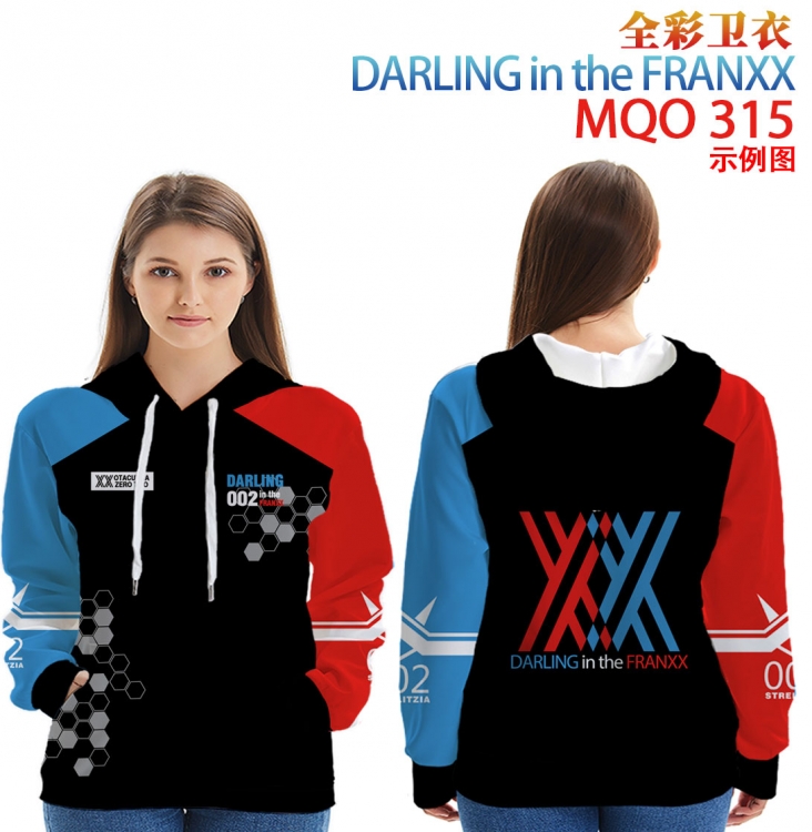 Hoodie DARLING in the FRANXX Full Color Patch pocket Sweatshirt Hoodie  9 sizes from XXS to 4XL  MQO315