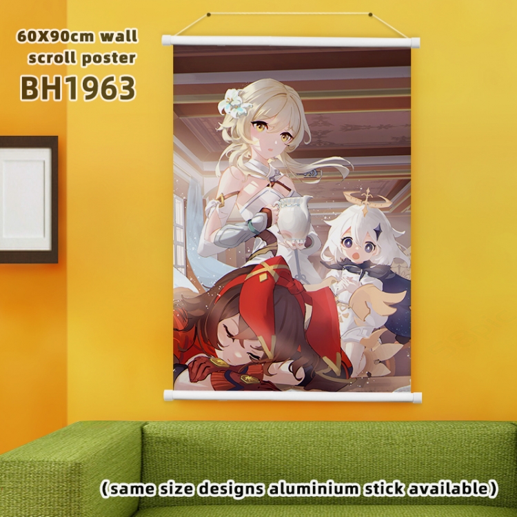 Genshin Impact Game White Plastic rod Cloth painting Wall Scroll 60X90CM BH1963