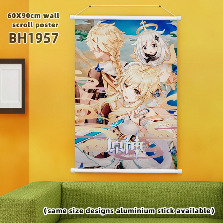 Genshin Impact Game White Plastic rod Cloth painting Wall Scroll 60X90CM BH1957