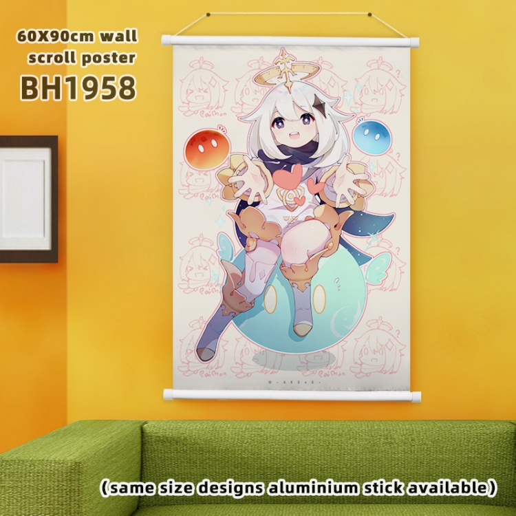 Genshin Impact Game White Plastic rod Cloth painting Wall Scroll 60X90CM BH1958