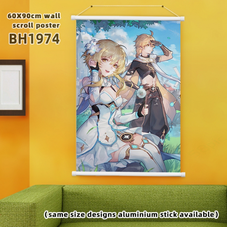 Genshin Impact Game White Plastic rod Cloth painting Wall Scroll 60X90CM BH1974