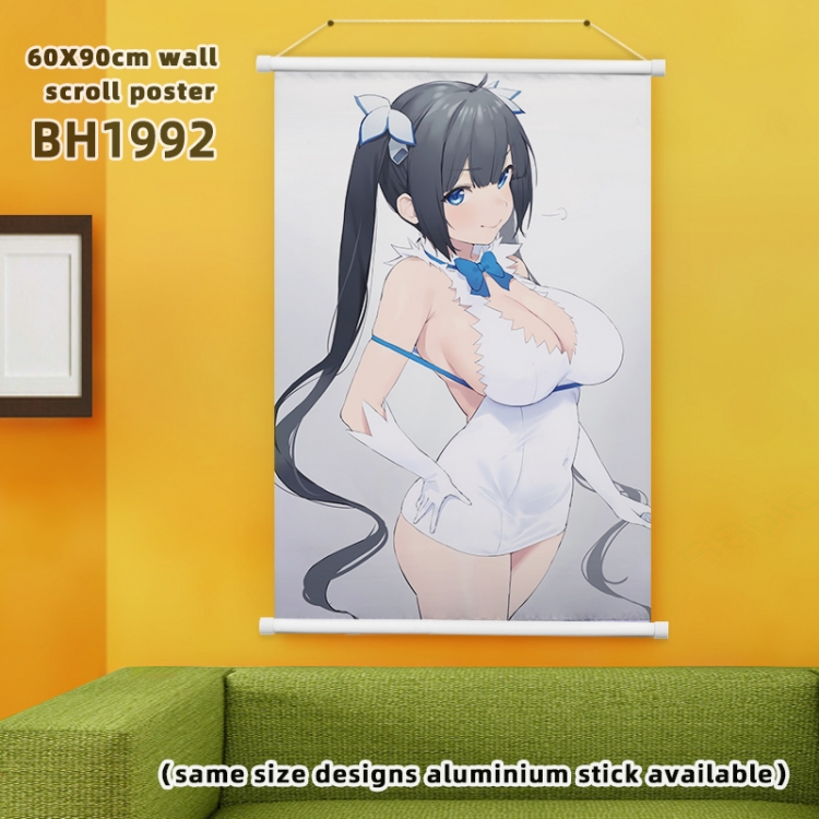 Is it wrong to try to Pick Up Girls in a Dungeon Anime White Plastic rod Cloth painting Wall Scroll 60X90CM BH1992