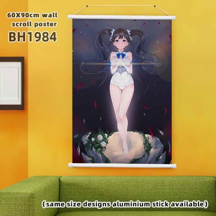 Is it wrong to try to Pick Up Girls in a Dungeon Anime White Plastic rod Cloth painting Wall Scroll 60X90CM BH1984