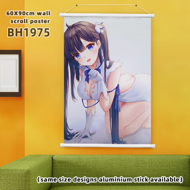 Is it wrong to try to Pick Up Girls in a Dungeon Anime White Plastic rod Cloth painting Wall Scroll 60X90CM BH1975