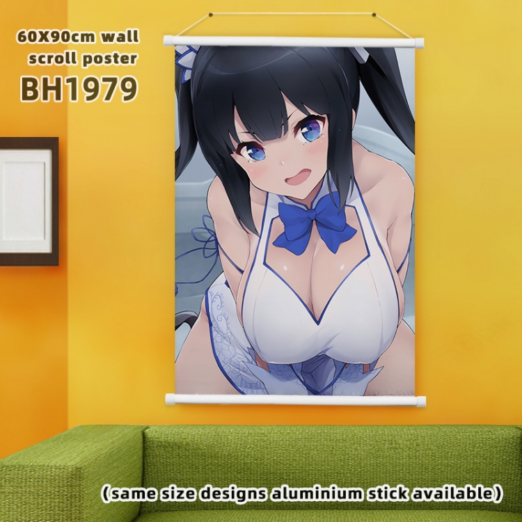 Is it wrong to try to Pick Up Girls in a Dungeon Anime White Plastic rod Cloth painting Wall Scroll 60X90CM BH1979