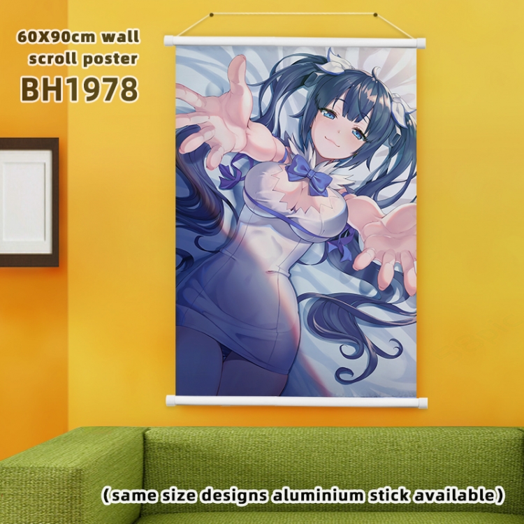 Is it wrong to try to Pick Up Girls in a Dungeon Anime White Plastic rod Cloth painting Wall Scroll 60X90CM BH1978