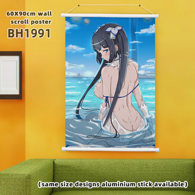 Is it wrong to try to Pick Up Girls in a Dungeon Anime White Plastic rod Cloth painting Wall Scroll 60X90CM BH1991