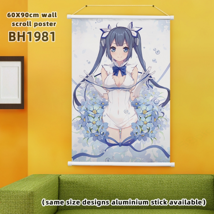 Is it wrong to try to Pick Up Girls in a Dungeon Anime White Plastic rod Cloth painting Wall Scroll 60X90CM BH1981