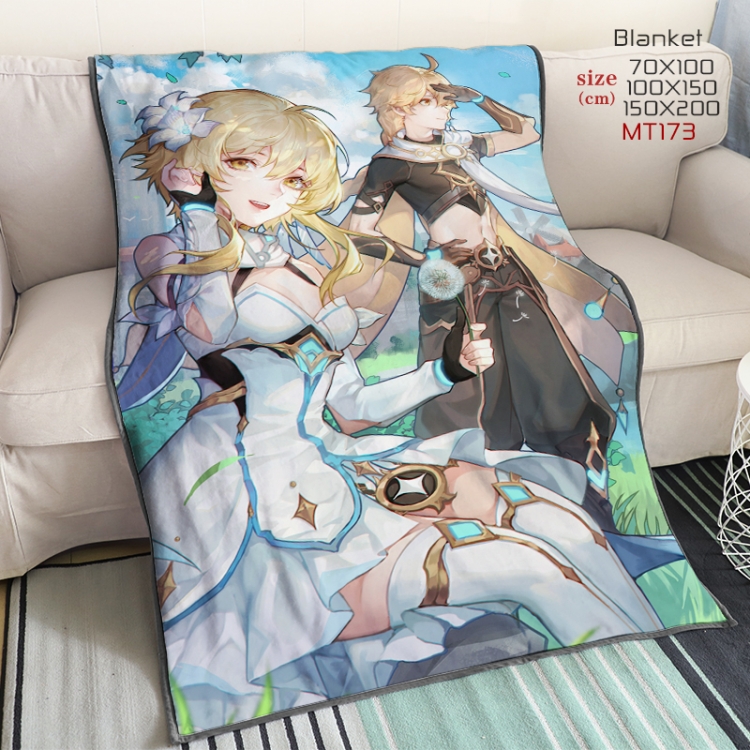 Genshin Impact Anime double-sided printing super large lambskin blanket can be customized by single style 150X200CM MT17