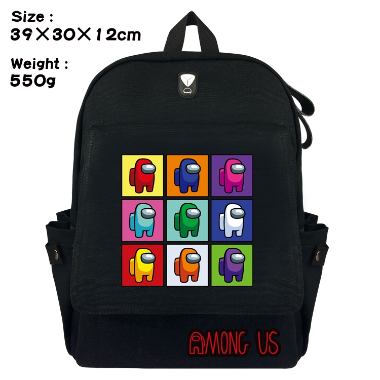 Among Us Canvas Flip cover backpack Bag 39X30X12CM Style 12