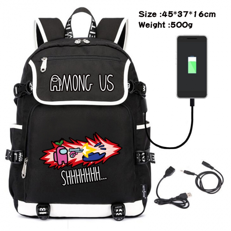 Among us Game backpack USB  data line Student School Bag  45X37X16CM 500G Style 6