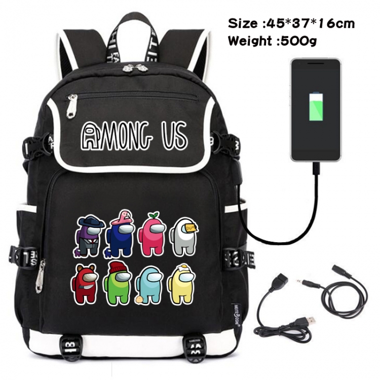 Among us Game backpack USB  data line Student School Bag  45X37X16CM 500G Style 10
