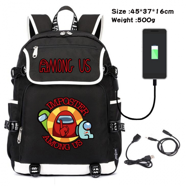 Among us Game backpack USB  data line Student School Bag  45X37X16CM 500G Style 1