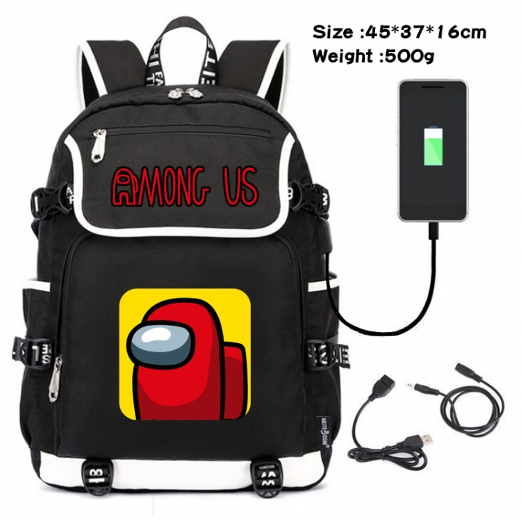 Among us Game backpack USB  data line Student School Bag  45X37X16CM 500G Style 8