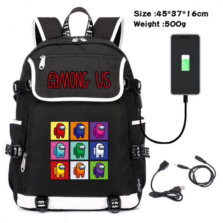Among us Game backpack USB  data line Student School Bag  45X37X16CM 500G Style 12