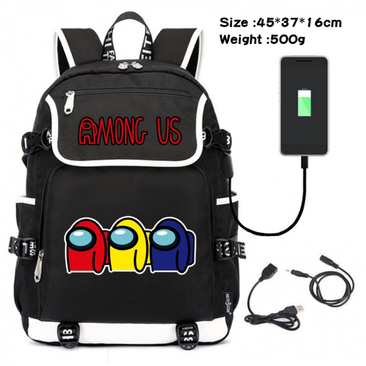Among us Game backpack USB  data line Student School Bag  45X37X16CM 500G Style 3
