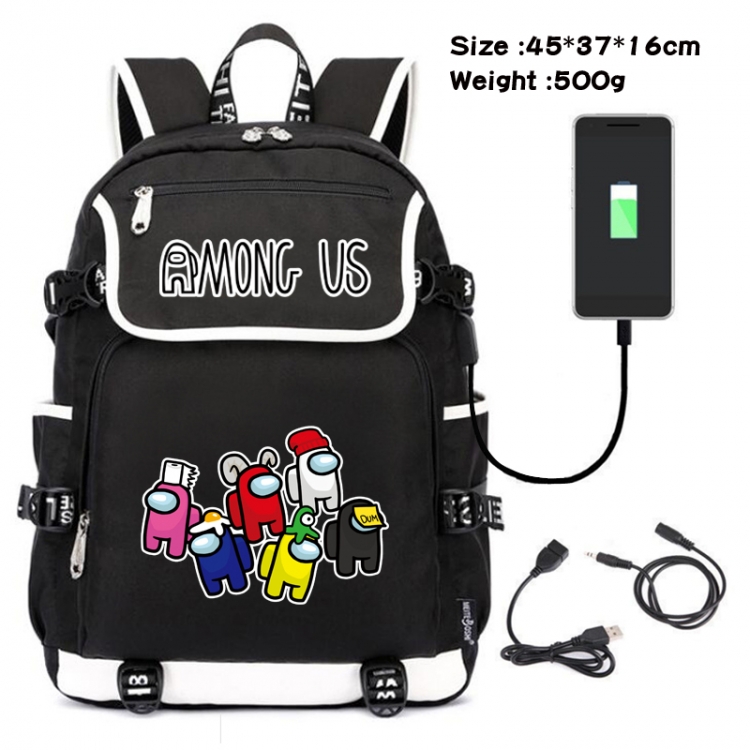 Among us Game backpack USB  data line Student School Bag  45X37X16CM 500G Style 11