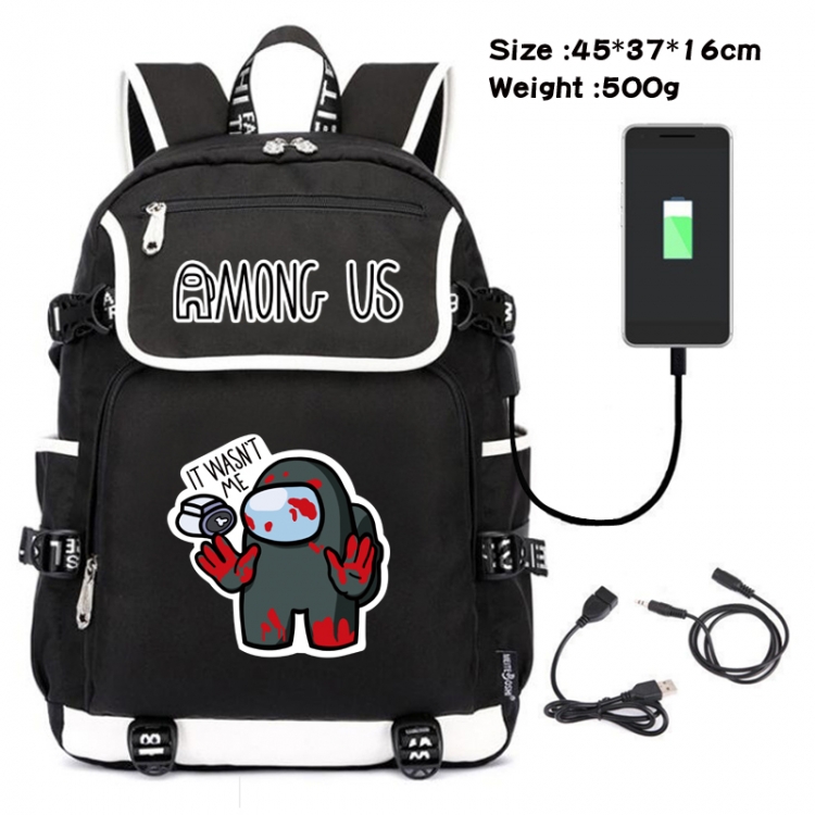 Among us Game backpack USB  data line Student School Bag  45X37X16CM 500G Style 9