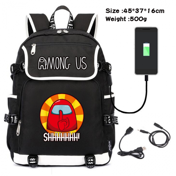 Among us Game backpack USB  data line Student School Bag  45X37X16CM 500G Style 5