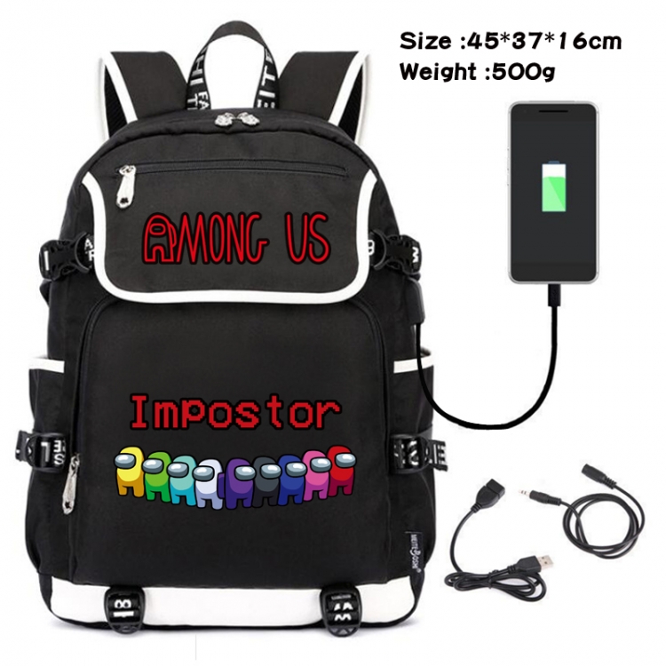 Among us Game backpack USB  data line Student School Bag  45X37X16CM 500G Style 4