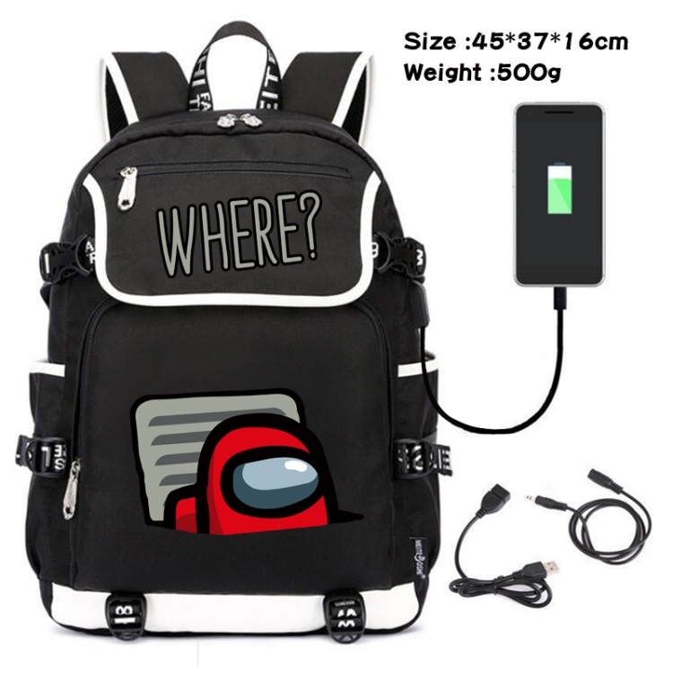 Among us Game backpack USB  data line Student School Bag  45X37X16CM 500G Style 2