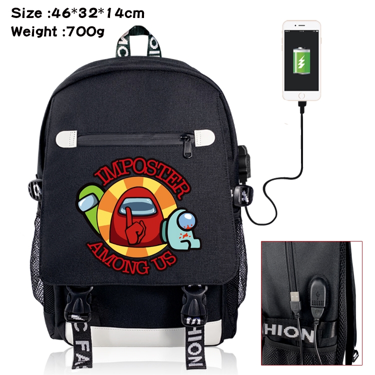 Among us USB backpack cartoon print student backpack 46X32X14CM 700G Style 1