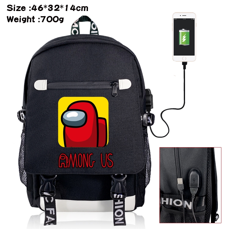 Among us USB backpack cartoon print student backpack 46X32X14CM 700G Style 8