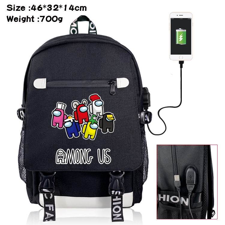 Among us USB backpack cartoon print student backpack 46X32X14CM 700G Style 11