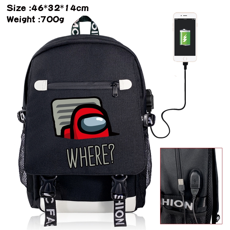 Among us USB backpack cartoon print student backpack 46X32X14CM 700G Style 2