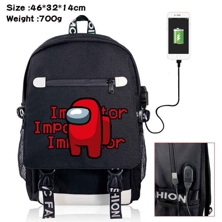 Among us USB backpack cartoon print student backpack 46X32X14CM 700G Style 7
