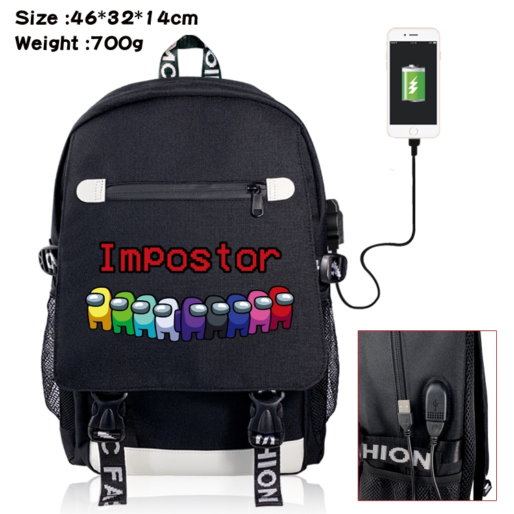 Among us USB backpack cartoon print student backpack 46X32X14CM 700G Style 4