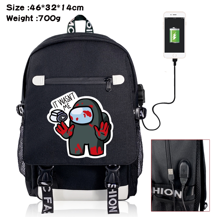 Among us USB backpack cartoon print student backpack 46X32X14CM 700G Style 9