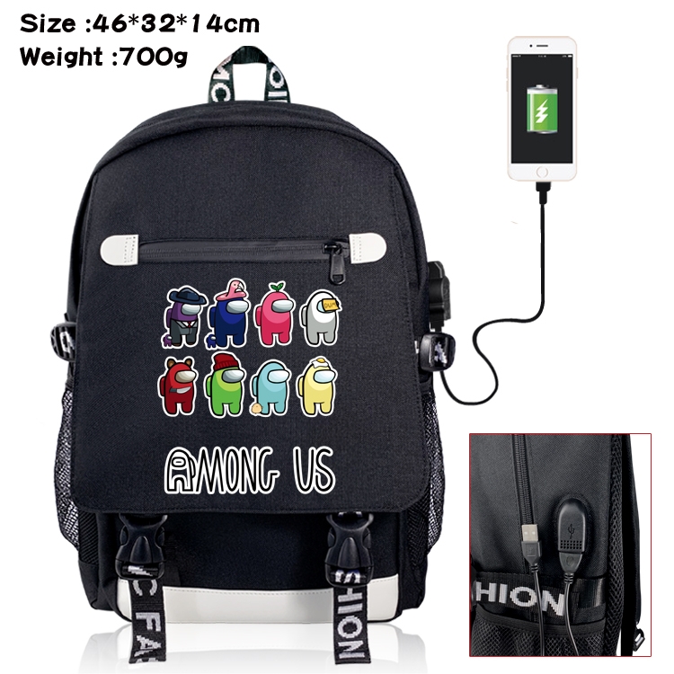 Among us USB backpack cartoon print student backpack 46X32X14CM 700G Style 10