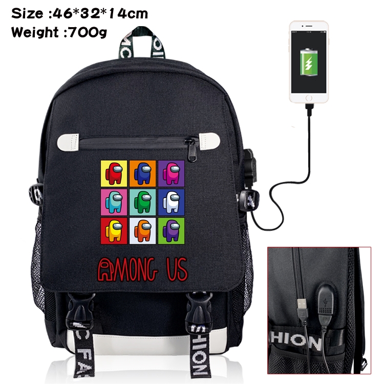 Among us USB backpack cartoon print student backpack 46X32X14CM 700G Style 12
