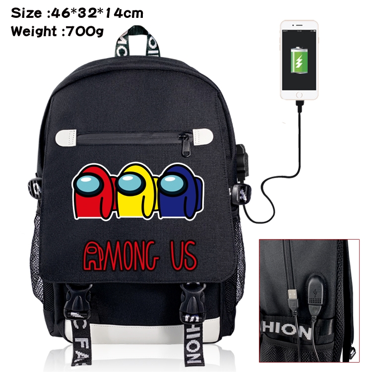 Among us USB backpack cartoon print student backpack 46X32X14CM 700G Style 3