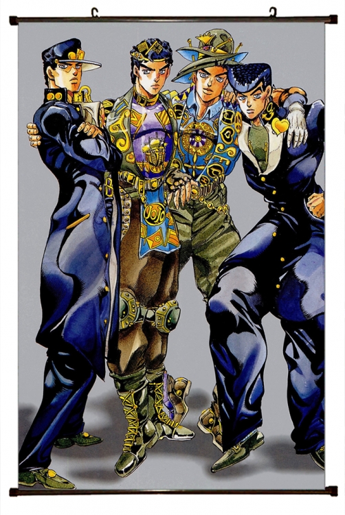 JoJos Bizarre Adventure Anime black Plastic rod Cloth painting Wall Scroll 60X90CM J162