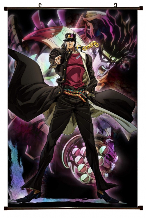 JoJos Bizarre Adventure Anime black Plastic rod Cloth painting Wall Scroll 60X90CM J130