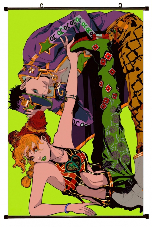 JoJos Bizarre Adventure Anime black Plastic rod Cloth painting Wall Scroll 60X90CM J15