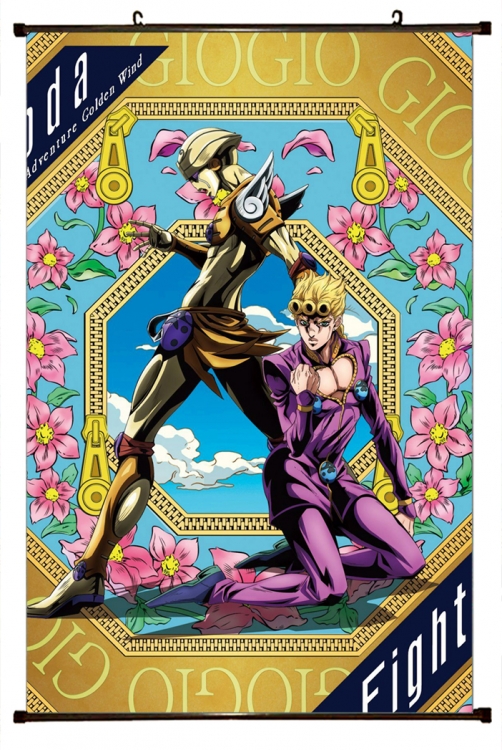 JoJos Bizarre Adventure Anime black Plastic rod Cloth painting Wall Scroll 60X90CM J1135