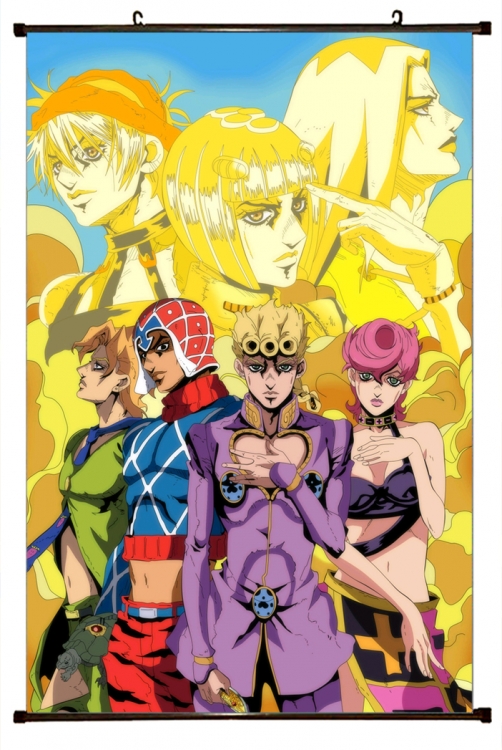 JoJos Bizarre Adventure Anime black Plastic rod Cloth painting Wall Scroll 60X90CM J1132