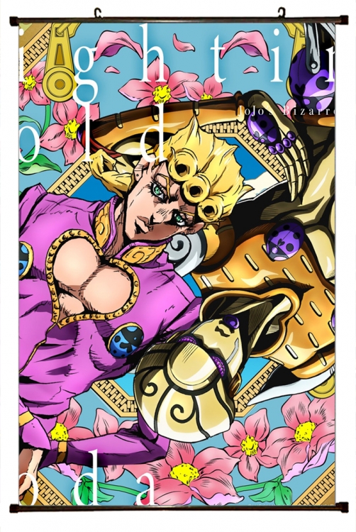 JoJos Bizarre Adventure Anime black Plastic rod Cloth painting Wall Scroll 60X90CM J1130