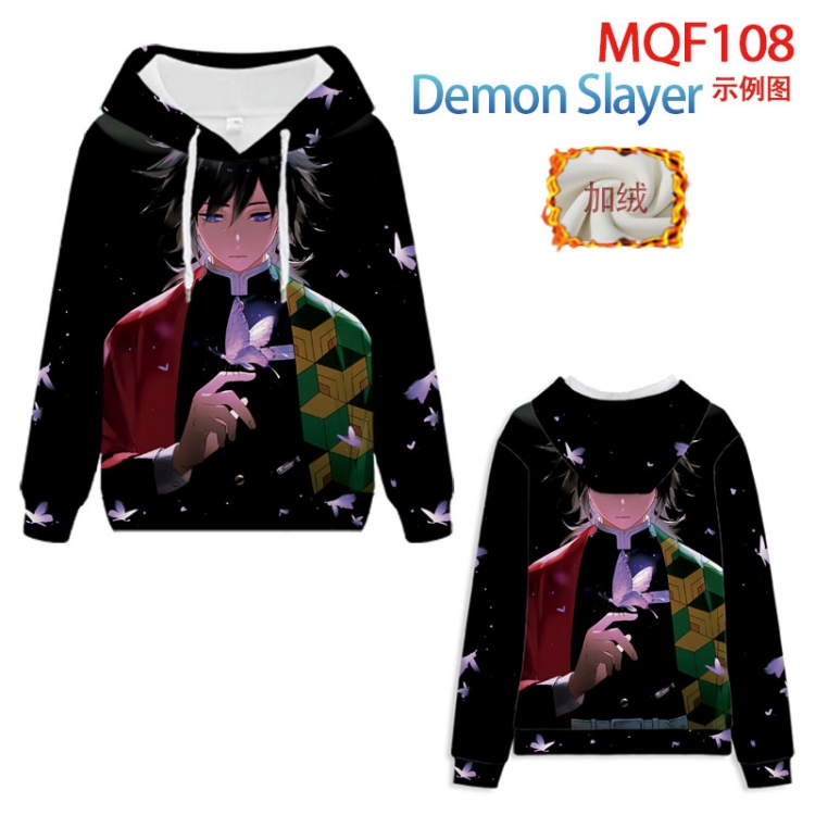 Demon Slaver Kimets Hooded pullover plus velvet padded sweater Hoodie 2XS-4XL, 9 sizes  MQF108