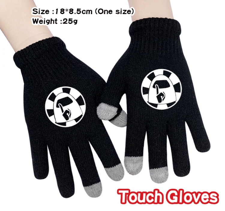 Among Us Black Anime knit full finger touch screen gloves Style 2A